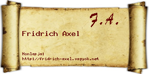 Fridrich Axel névjegykártya